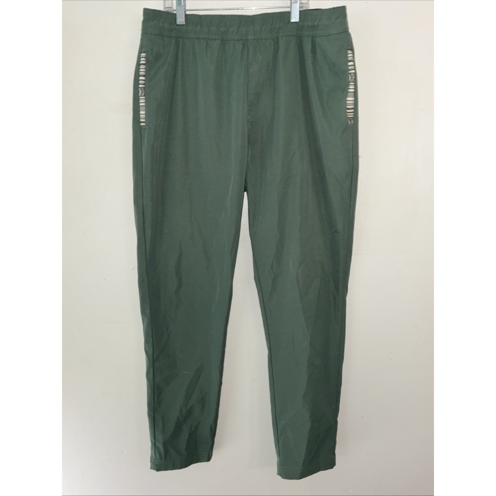 Wowie Sapien Chino Pants Large Elastic Waist Aztec Pocket Trim Green Drawstring
